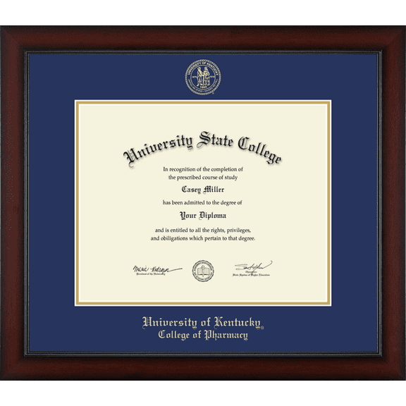 University of Kentucky College of Pharmacy Diploma Frame, Document Size 15" x 12"