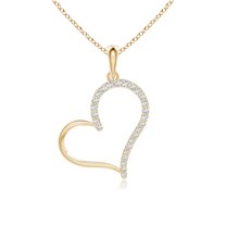ANGARA Natural Diamond Tilted Heart Dangle Pendant in 14K Yellow Gold for Women (Size-1.15mm| Color-G| Clarity-VS2) | April Birthstone, Anniversary, Jewelry Gift for Women | Natural Diamond Necklace