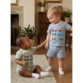 thumbnail image 6 of BemeyourBBs Toddler Baby Boys Summer Clothes Waffle Knit 2 Piece Outfits Excavator Truck Vehicles Embroidery Short Sleeve T Shirt Tops and Pockets Shorts Set, 6 of 7