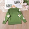 thumbnail image 6 of Bobifish Big Girls Olive Green Crew Neck Sweater White Daisy All-Over Print Long Sleeve Sweater Soft Lightweight Knitted Cute Casual Daily Kids Pullover Top, 6 of 7