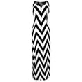 thumbnail image 1 of Women's Chevron Boho Chic Maxi Spring Summer Dress 2 Tone (Small, Black/White), 1 of 2