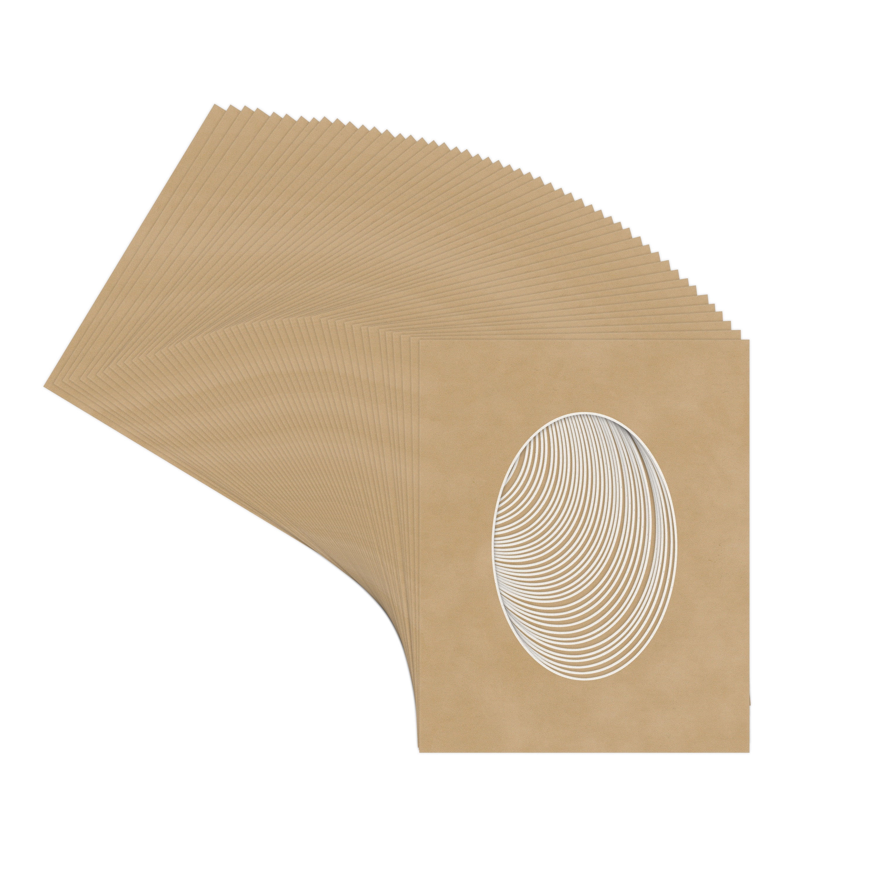 Beige Suede Picture Frame Mat for 18x24 Frames - Oval Opening for 15x22 Photos - 50 Mats