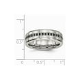 thumbnail image 2 of 6.5mm Stainless Steel Brushed and Polished Black Cubic Zirconia Ring - Size 7, 2 of 2
