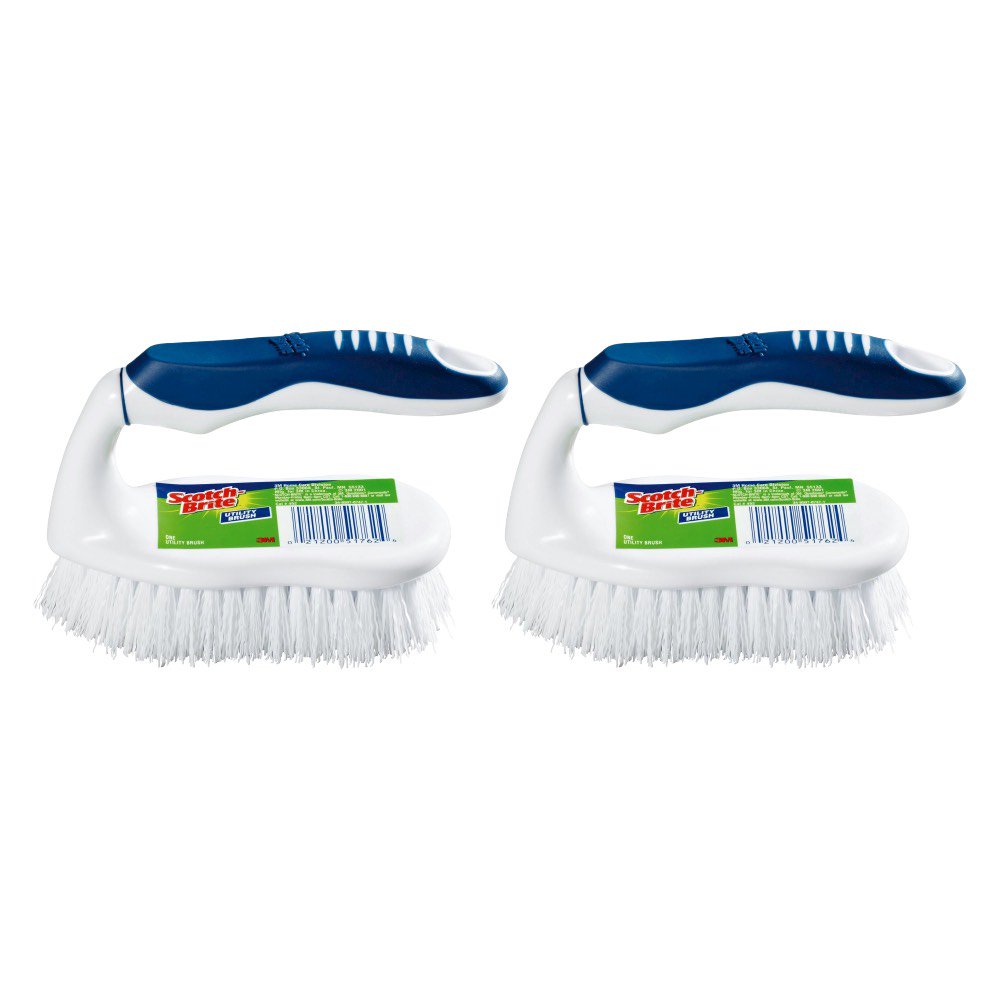 3M 492 ScotchBrite Utility Scrub Brush With Handle Deep Clean Heavy