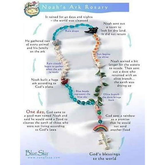Noah's Ark Rosary - Hand Painted Ceramic and Glass Beads - 20" Long