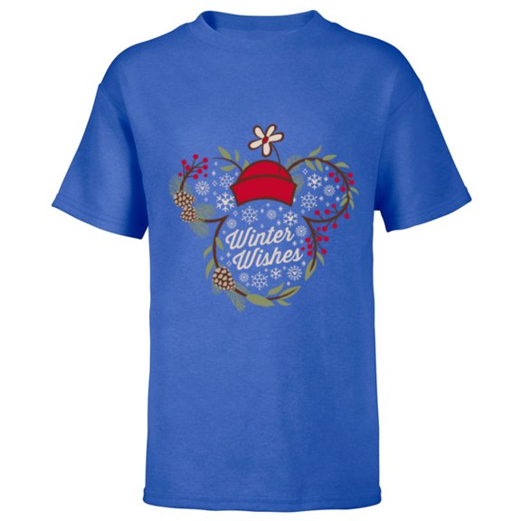 Disney Minnie Mouse Winter Wishes - Short Sleeve T-Shirt for Kids - Customized-Royal