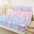 thumbnail image 3 of Castle Fairy Cartoon Pink Axolotl 4-Piece Full Size Sheets for Girls,Cherry Blossom Bed Sheets,Gradient Pink Blue Lightweight Sheet Sets,Ultra Soft Home Decor, 3 of 7