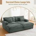 thumbnail image 4 of Euroco Oversized Double Chaise Lounge Sofa 83.5" Sofa Bed Cloud Couch Plush Upholstered Sleeper Sofa Daybed with Two Supportive Pillows, USB Ports and Cup Holders for Living Room, Dark Sage Green, 4 of 9