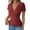 Red Tops, variant on Womens V-Neck Wrap Tops Side Buttons Slim Fit T-Shirts Solid Color Short Sleeve Ribbed Tees Summer Trendy Going Out Blouse Red S