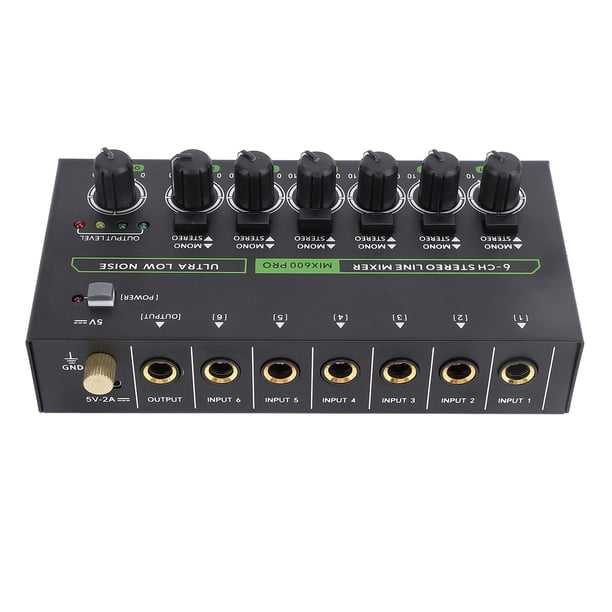 Mezclador De Sonido Estéreo, Divisor De Auriculares Estéreo De 6 Canales, Mezclador De Sonido De Controlador De DJ Portátil, Para Teclados, Configuraciones De
