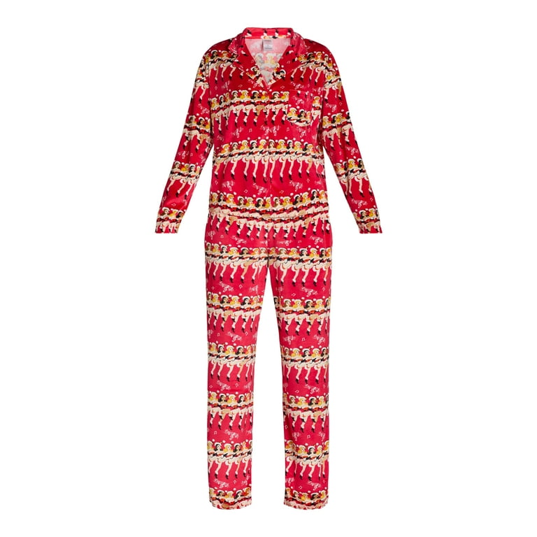 Holiday Time Women s and Women s Plus Velour Notch Collar Pajama Top and Pants Set 2 Piece Sizes XS 3X Walmart