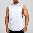 thumbnail image 2 of JTieacloth Men's Shirts Men Solid Color Brushed Camisole Hooded Sleeveless Sports Fitness Breathable Vest Casual Loose Comfortable Vest, 2 of 4