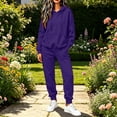 thumbnail image 2 of QATAINLAV Womens Tracksuit 2 Piece Outfits Casual Solid Hoodie Sweatshirt and Athletic Jogger Pants Workout Sweat Sets, Light Blue, XL, 2 of 8