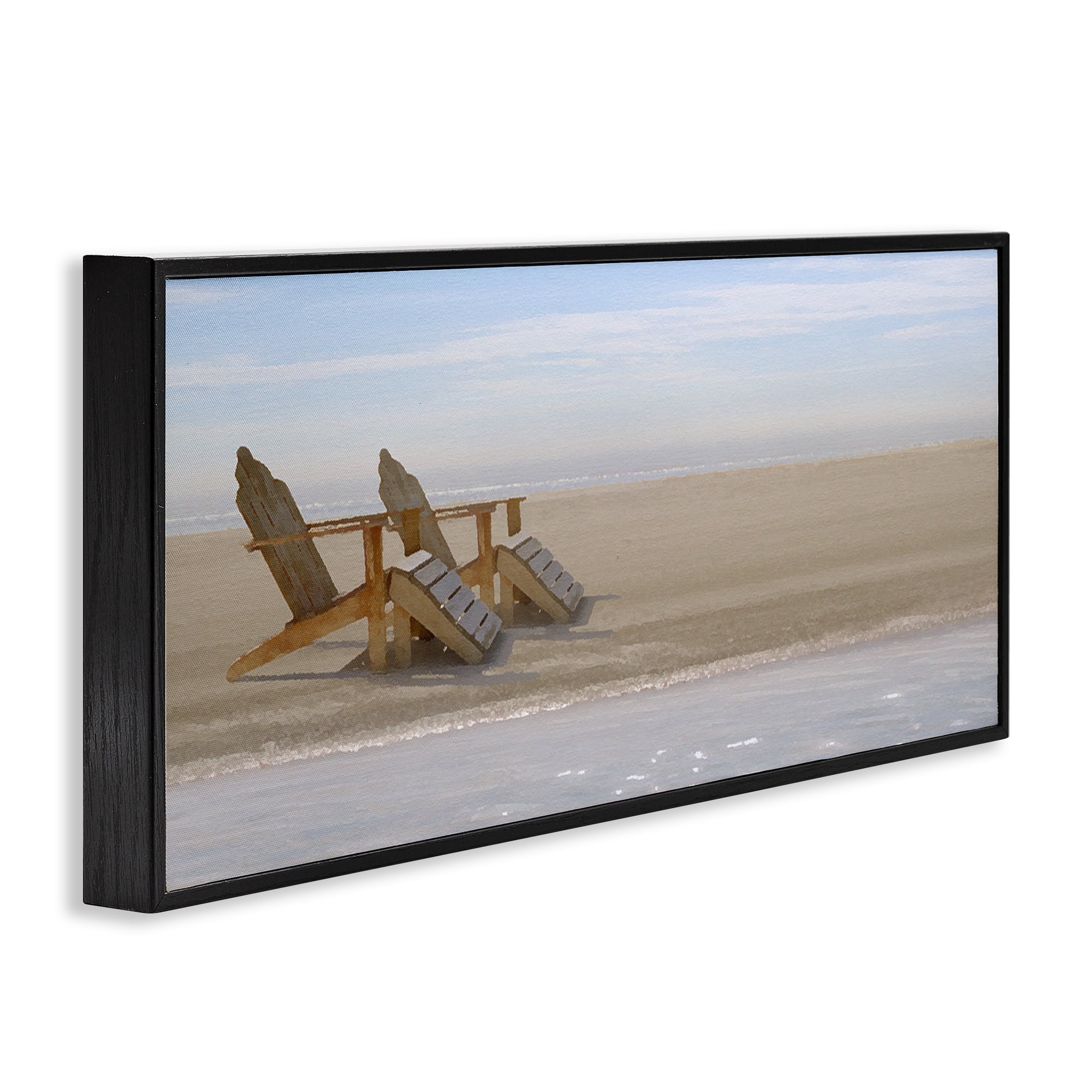 Stupell Industries Endless Beach Scene Landscape Photography Black Framed Art Print Wall Art, 24 x 10