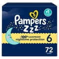 thumbnail image 1 of ZZZ Overnight Diapers, Size 6 (35+ lbs), Nighttime Protection Disposable Baby Diaper, 1 of 28