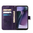 thumbnail image 5 of Feishell for Motorola Moto G Stylus 5G (2023) Flip Wallet Case with Wrist Strap,Butterfly & Flower Embossed Pattern PU Leather Magnetic Buckle Folio Credit Card Slots Kickstand Phone Case,Purple, 5 of 6