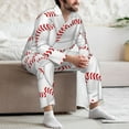 thumbnail image 7 of Balery Baseballs Pattern Pajama Sets for Men Long Sleeve 2 Piece Sleepwear Loungewear Sets Soft PJ's with Pockets Long Sleeve Comfy Pj Sets-Large, 7 of 7