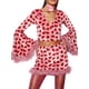 thumbnail image 2 of Txlixc Conjunto de falda superior para mujeres, blusa cortada impresa en forma de corazón de manga larga + conjunto de falda corta envuelta, rosa Txlixc  moda, 2 of 5