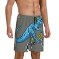 thumbnail image 2 of Naloa Fun Riding Dinosaur Men's Short Pajama Pants, Lounge Comfort Shorts with Elasticized Waistband and Side Pockets - 3X-Large, 2 of 9