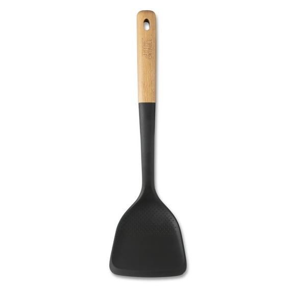 Thyme & Table Food-Safe Silicone Turner with Beechwood Handle, Black