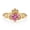 Rose Plated, variant on Heart Pink Sapphire & Round Diamond Claddagh Ring, 925 Sterling Silver Yellow Gold Plated Heart Crown Proposal Ring, September Birthstone Jewelry