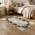 thumbnail image 2 of ODIKA 5'x7' Brown And Beige Geometric Abstract Washable Area Rug Contemporary Diamond Mosaic Tiles Symmetrical Block Design for Small Living Room, Bedroom, Easy Care, Non-Shedding, Pet Friendly, 2 of 7