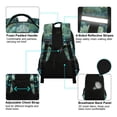 thumbnail image 4 of FORMRS Unisex Backpack Elementary School Travel Bookbag with Reflective Stripes, Green Forest Pattern, 4 of 7