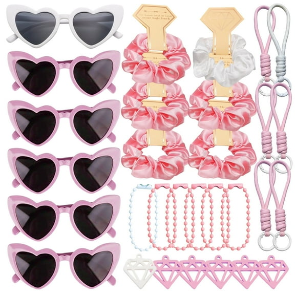 24 Pcs Bridesmaid Proposal Gifts, Bridesmaid Gift Accessories Set with Satin Scrunchies Heart Shaped Glasses Pendants for Bridal Shower Bridal Party Gifts Bachelorette Party Favors