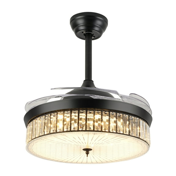ChicHomey 42 Inch Ceiling Fan Light Retractable LED Chandelier w Remote Control