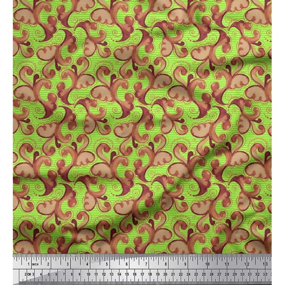 Soimoi Satin Silk Fabric Stripe & Swirl Abstract Decor Fabric Printed Yard 42 Inch Wide