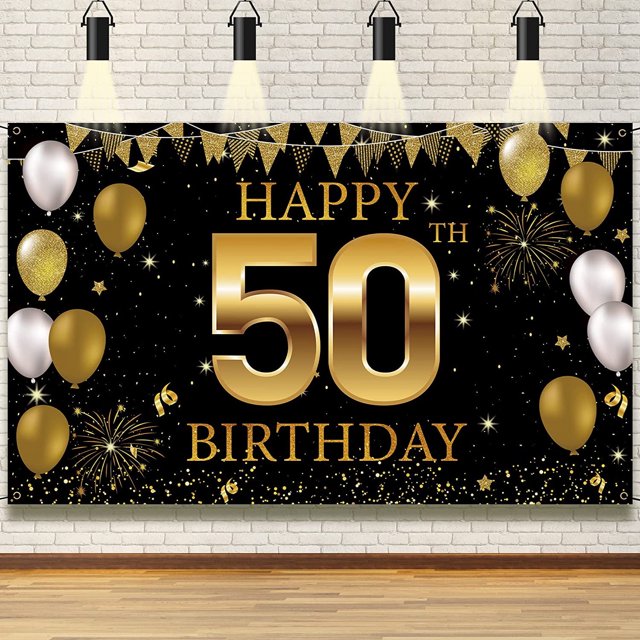 Banner de fondo para decoraciones de 50 cumpleaños, decoraciones de feliz 50 cumpleaños para hombres y mujeres, fiesta de cumpleaños de 50 años