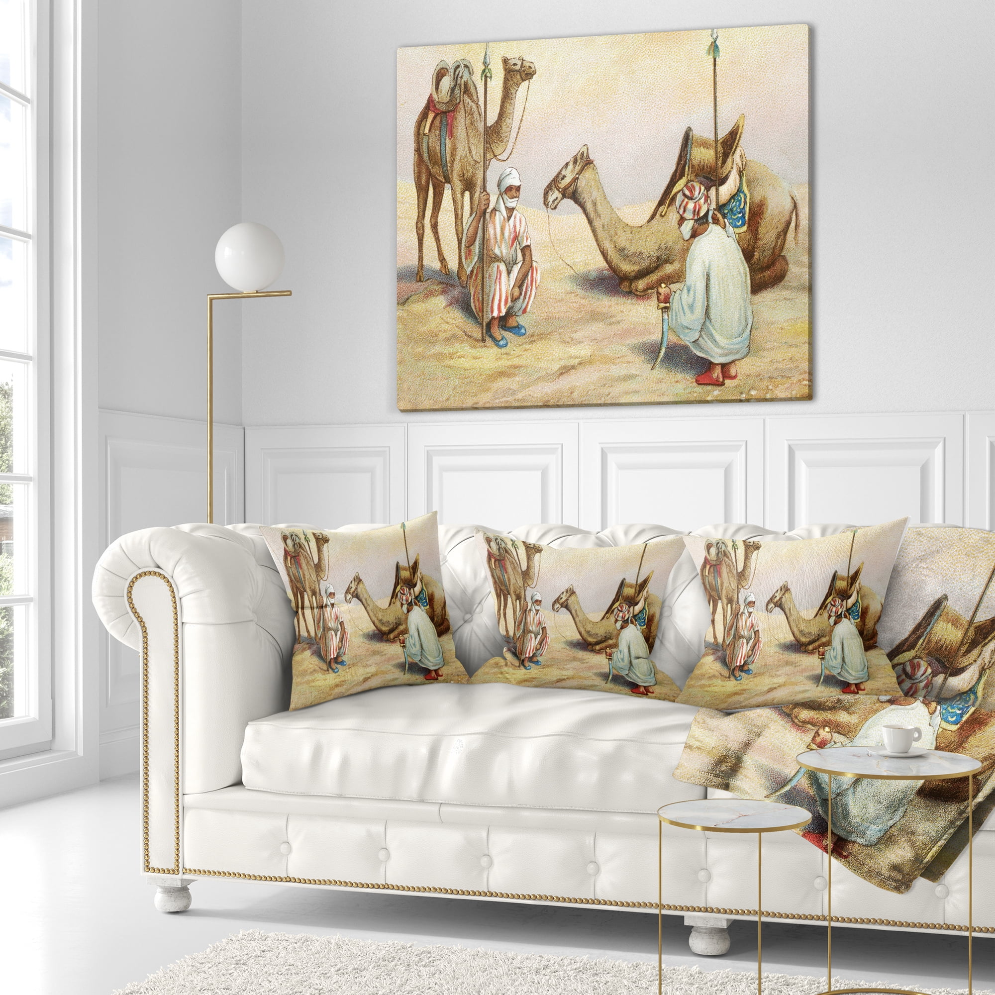 Designart Old Colonial Illustration - Contemporary Throw Pillow - 18x18