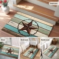 thumbnail image 6 of Texas Star Western 2'x3' Washable Rug, Vintage Teal Brown Wooden Farmhouse Non-Slip Soft Doormat Area Rugs for Entrance Bathroom Bedsides, Carpet for Kitchen Bedroom, Entryway Floor Mat, 6 of 9
