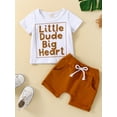 thumbnail image 2 of Bagilaanoe Newborn Baby Boy Short Pants Outfits Short Sleeve I LOVE MY MAMA Letter Print Crew Neck T-Shirt Tops + Tie-Up Shorts 3 6 12 18 24 Months Set, 2 of 9
