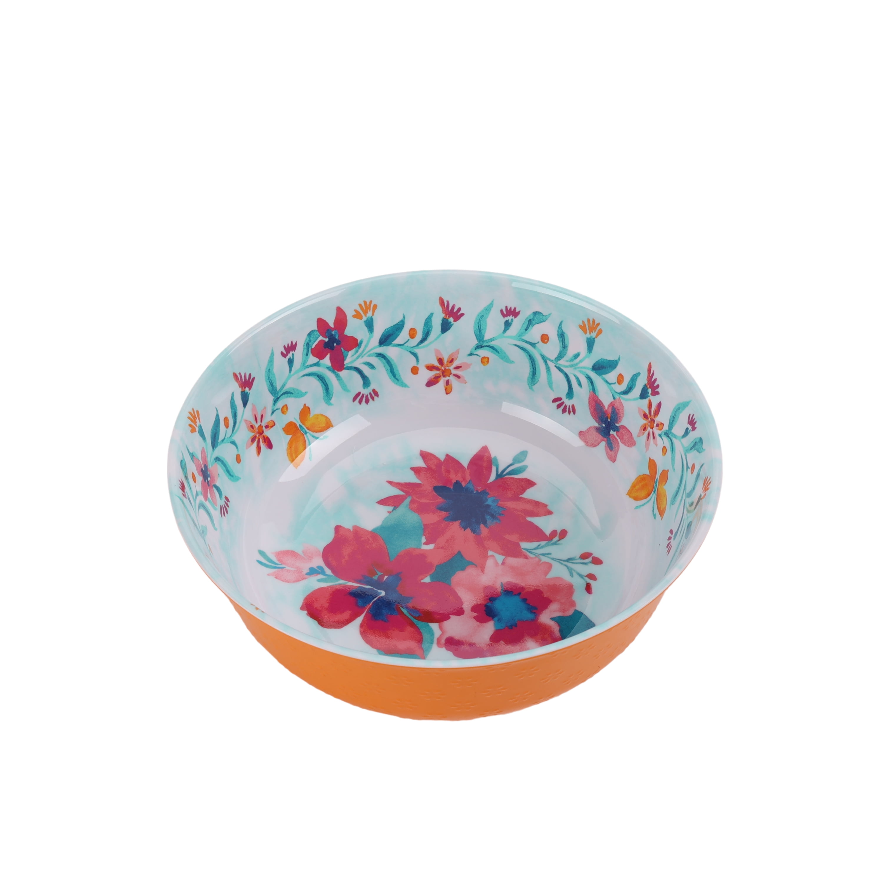 The Pioneer Woman Festive Forest 6-Piece Embossed Melamine Serving Bowl Set with Lids, Size: Large Bowl: Dia 11.78 inch x 4.68 H inch Medium Bowl: Dia