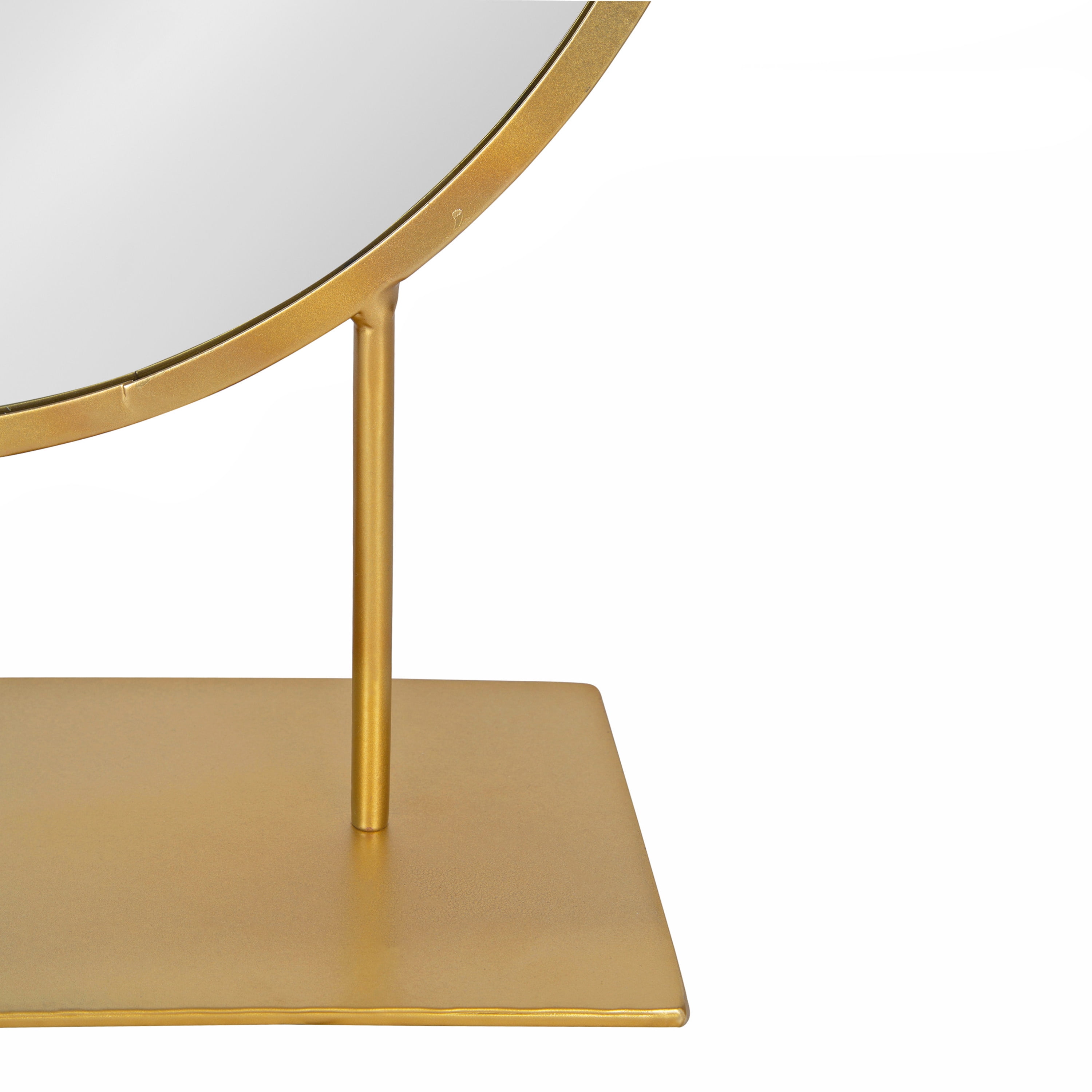 Kate and Laurel Rouen Modern Glam Round Metal Frame Table Mirror with Stand, Gold