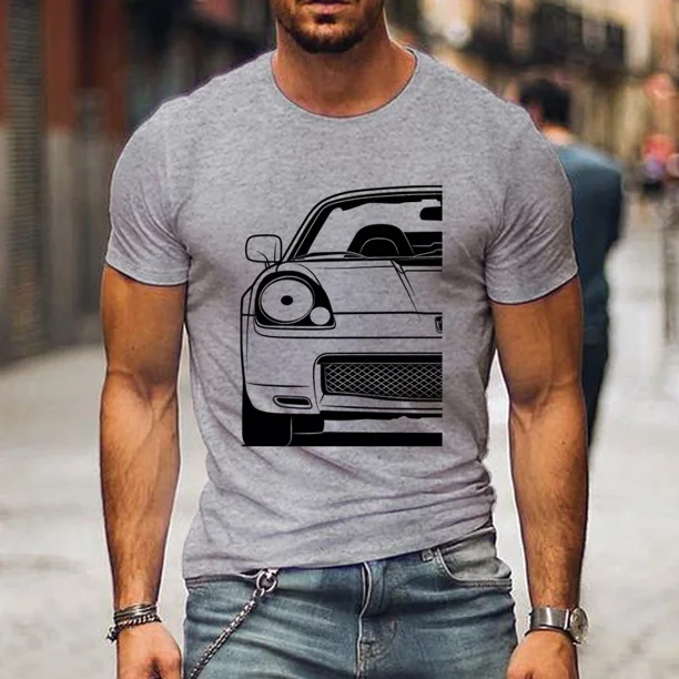 Ropa informal de verano holgada para hombre, camisetas con estampado de coches clásicos, cuello redondo, manga corta, vintage