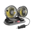 thumbnail image 4 of Ventilador de refrigeración genérico para coche, silencioso, potente, doble cabezal para carro, RV, salpicadero de coche Amarillo, 4 of 8
