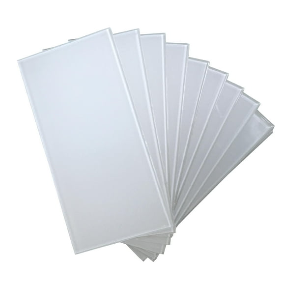Art3d White 3"x 6" Peel and Stick Glass Tiles for Kitchen Backsplash (32-Pack)