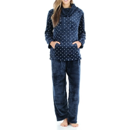 

Sleepyheads Women s Fleece 2-Piece Cowl Neck Pullover Loungewear Pajamas