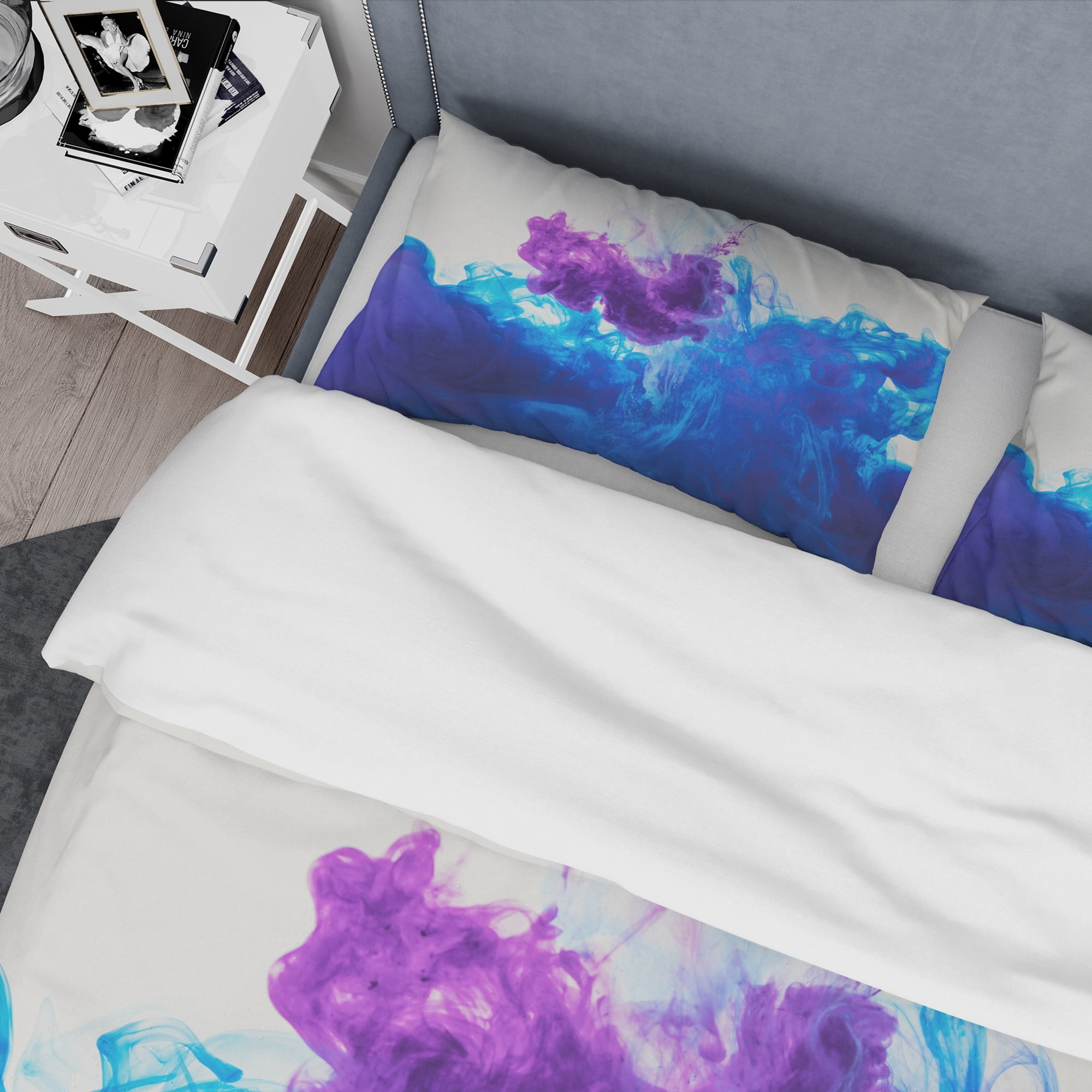 Designart 'Blue and Purple Ink Composition' Mid-Century Modern Duvet Cover Set