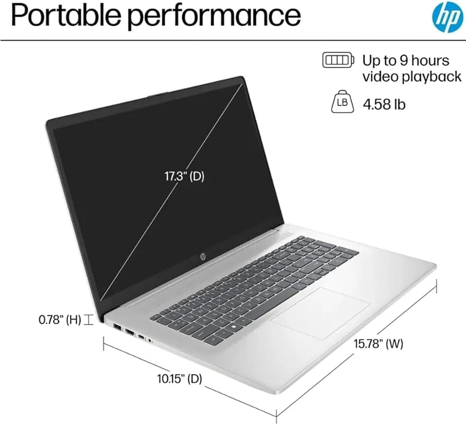 HP 17.3" FHD Laptop for Business and Students - AMD Ryzen 5 7430U,8GB RAM, 256GB SSD, Win 11 Home, Webcam, Wifi6, w/Accessory
