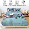 thumbnail image 5 of Queen Size Fitted Sheet Set - Spring Purple Flowers 3 Piece Bedding Sets 16" Deep Pocket Fitted Sheet with 2 Pillowcases, Floral Mottled Teal Wall Retro Brushed Microfiber Hotel Luxury Bed Sheets, 5 of 9