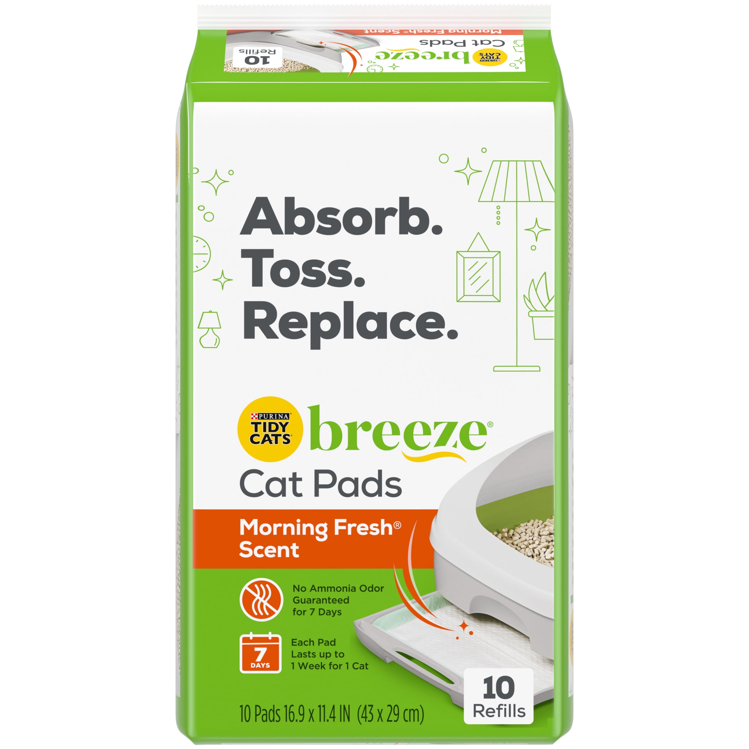 10-Count Pouches 6 Purina Tidy Cats BREEZE Cat Pads Refill pk Six 