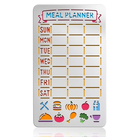 Metal Meal Planner Stencils Stainless Steel Weekly Scheme Stencil Food Record Templates for Notebook Scrapbook Wood Burning Engraving DIY Drawing