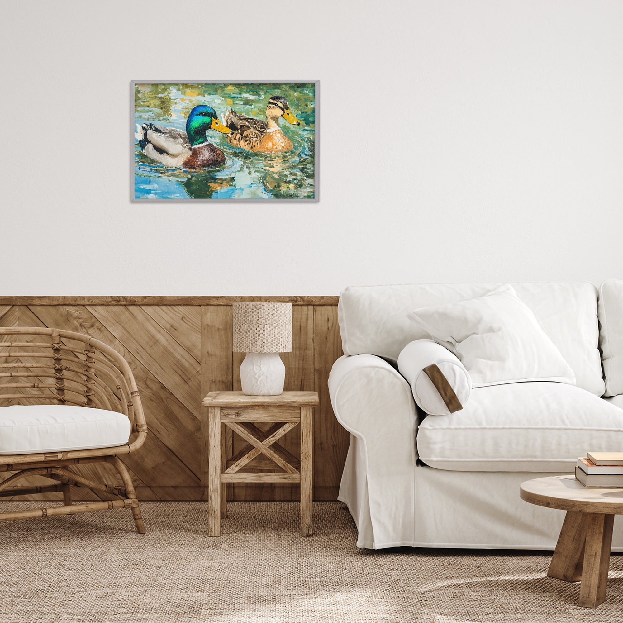 Stupell Industries Ducks Out For A Swim Gray Framed Giclee Art, design by Petal Prints Design