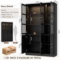 thumbnail image 2 of MEISSALIVVE 78.7" Kitchen Pantry Cabinet with Glass Doors & LED Lights, Freestanding Storage Hutch with Shelves, Black Pantry Cupboard, 47.2" W x 15.7" D, 2 of 6