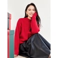 thumbnail image 4 of SENTUBILA Suéteres de punto de jacquard rojo para mujer 2024 Suéteres navideños cálidos y holgados Ropa cómoda para mujer W44E57712, 4 of 5