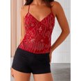 thumbnail image 2 of Argulvti Women Camisole, Sleeveless Tops V-neck Backless Flower Summer Vest for Party Club, 2 of 7
