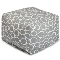 Majestic Home Goods Indoor Cotton Gray Fusion Ottoman Pouf